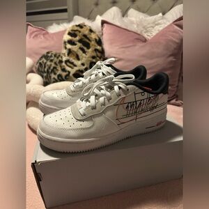 Youth (Big Kids) Nike Air Force 1 White and Black Sneakers